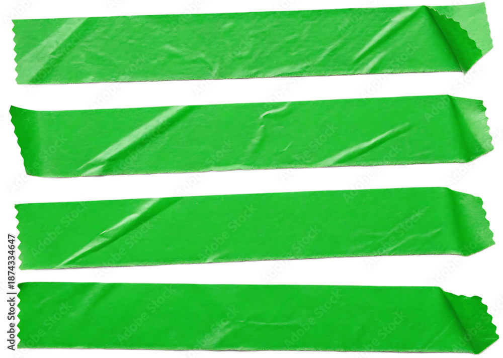 Obraz premium set of green adhesive torn tape isolated