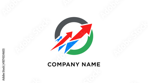 Company Logo with Arrows and Circle Design.