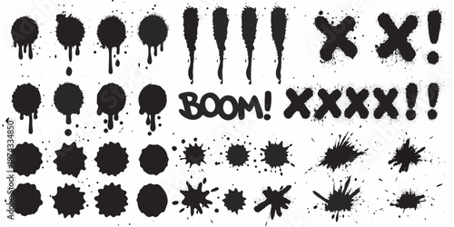Comic book style spray paint effects and text with explosive imagery