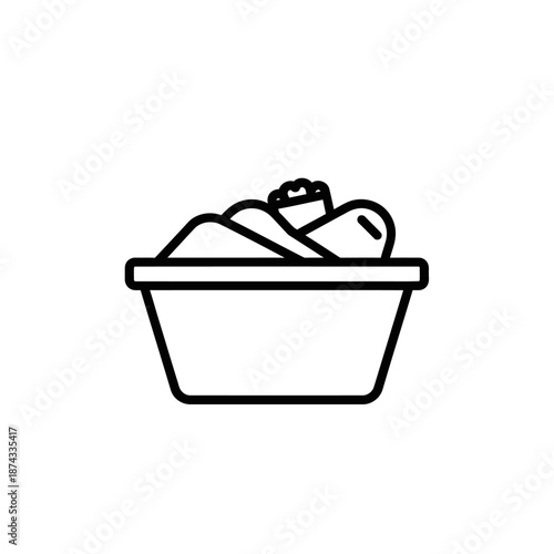 Simple Line Icon of a Bowl Filled with Fresh Fruits and Vegetables