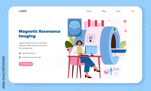 MRI Scanner with Doctor at Work Vector Illustration