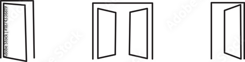 open Door - vector icon. black and white