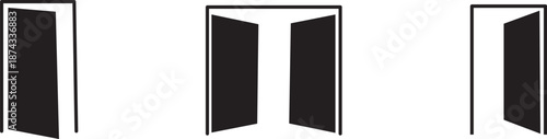 open Door - vector icon. black and white