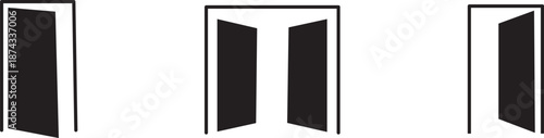open Door - vector icon. black and white