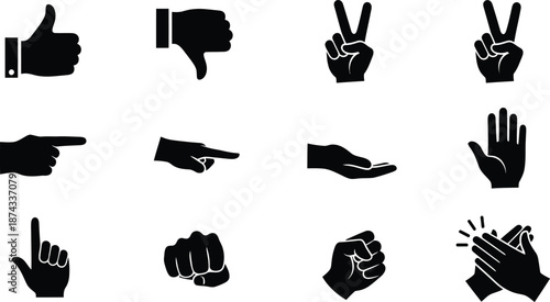 Hand gesture emoji signs vector graphics various hand signals illustrations