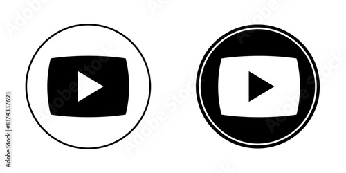 Play icon set in different styles, video play button signs isolated - vector