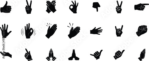 Hand gestures emoji collection various finger expressions and signs
