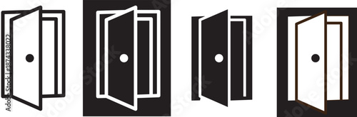 open Door - vector icon. black and white