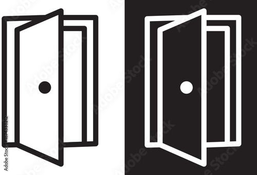open Door - vector icon. black and white