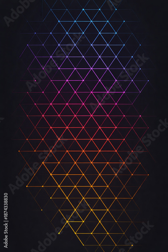 Abstract Neon Triangle Grid Background with Gradient Colors