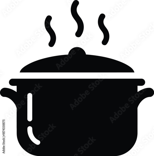 Cooking pot icon with steam Vector
