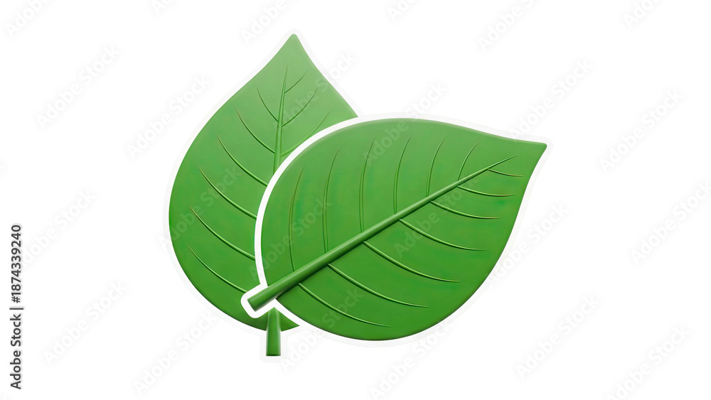Obraz premium Two Green Leaves Icon