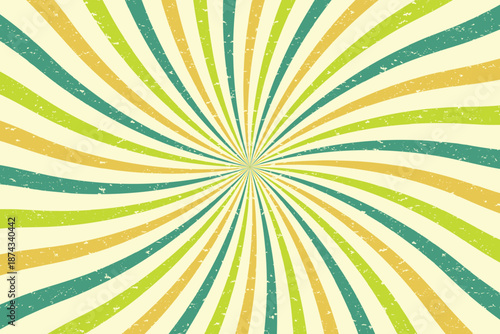 Abstract 70s starburst pattern Swirl retro background with Vintage grunge texture