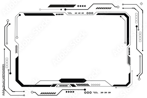 Black control panel abstract modern technology futuristic interface hud ui, Game stream frames on white background.