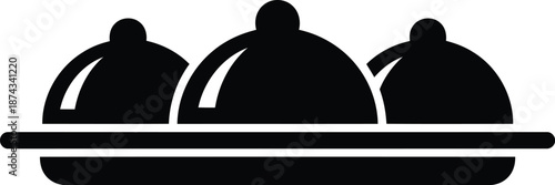 Three silver dome covered dishes Vector