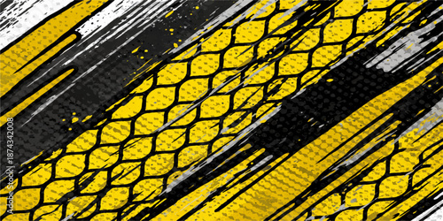 Grunge black and yellow hazard stripes create a dirty industrial pattern for construction warning signs and safety road backdrop design