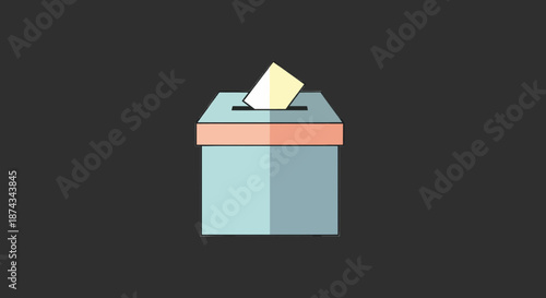 Voting ballot box with paper inserted for secure election