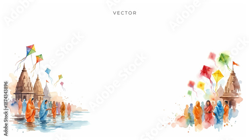 Makar Sankranti festival of kite and indian culture celebration background.