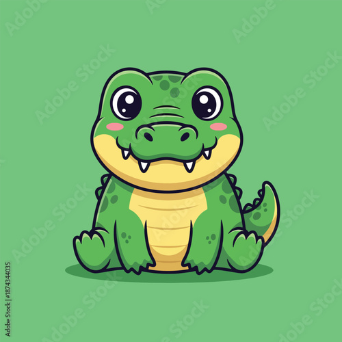 Cute Baby Alligator Cartoon Character Illustration.