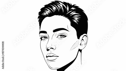 Stylized Portrait of a Young Person with Short Hair.