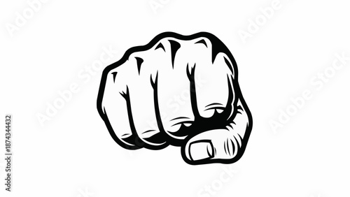 Fist Punching Forward Vector Illustration.