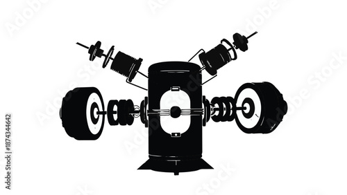 Black and white illustration of car suspension system