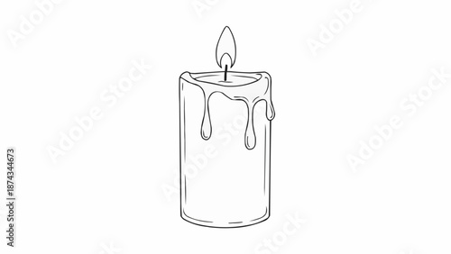 A single lit candle with dripping wax illustration.