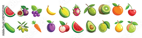 fruit icons set