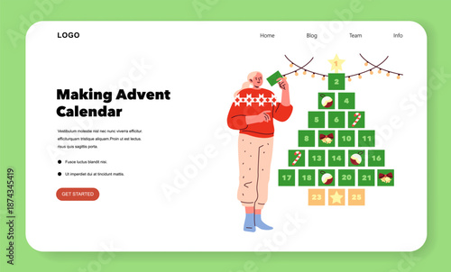 Advent Calendar Creation Vector Illustration with Person