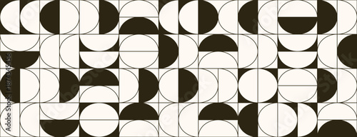 abstract semicircle seamless pattern monochrome geometric