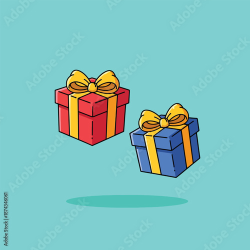 Two Gift Boxes with Ribbons and Bows.