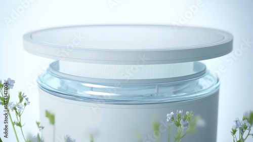 Close up view of a clean filter visible inside a white and blue decongestive air purifier