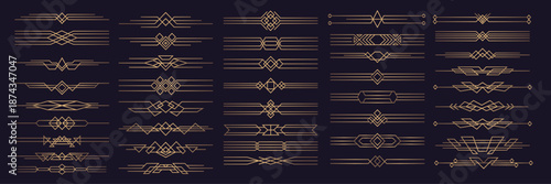 elegant set of outline divider art deco frame vector