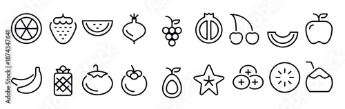fruit line icons vector design 