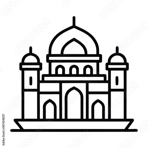 Minimalist mosque vector illustration with clean lines and simple architectural shapes for modern designs