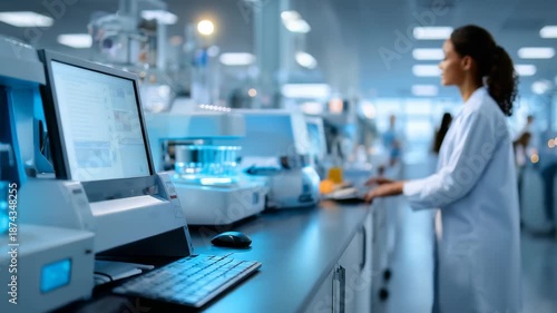 Wallpaper Mural State of the art laboratory environment featuring cutting edge technology and a professional scientist at work. Innovative workspace dedicated to scientific research and healthcare advancements Torontodigital.ca