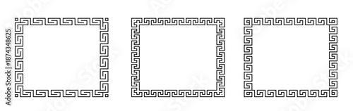  greek ornament square frame set meander rectangle patterns