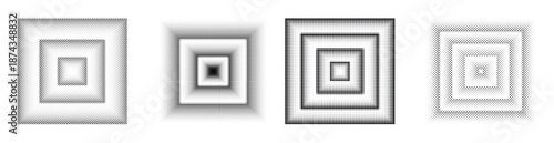  halftone dotted square set black comic texture rectangle