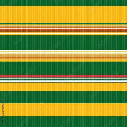 Colorful Striped Textile Pattern with Green, Yellow, and Red Accents.