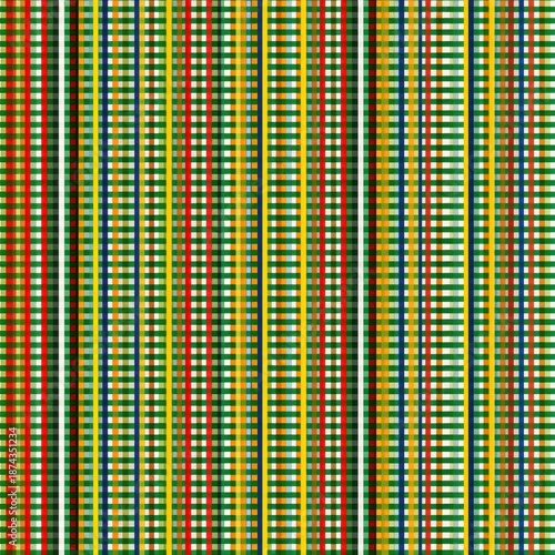 Vibrant Multicolored Striped Pattern with Geometric Design Elements.