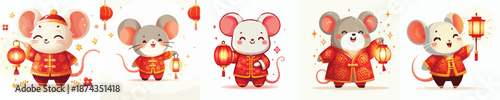 vector character mouse dressed in Chinese New Year