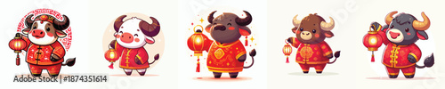 vector character buffalo dressed in Chinese New Year