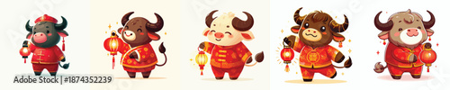 vector character buffalo dressed in Chinese New Year
