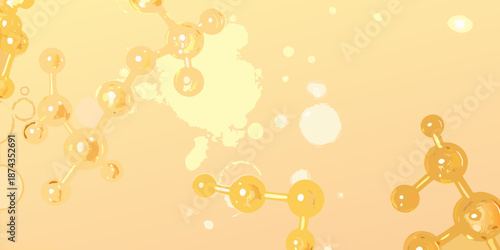 Abstract golden molecular structure with blurred background scientific and technological design