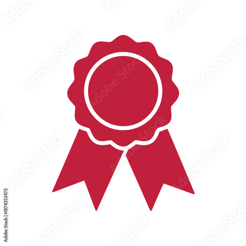 Red Ribbon Seal With Wavy Edges And White Outline