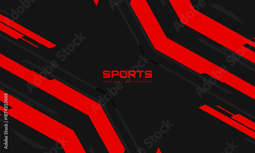 Modern sports banner design with diagonal red and gray lines. Abstract sports background. Vector illustration