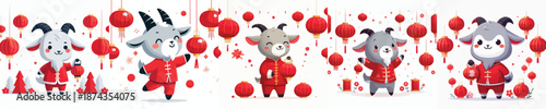 vector character goat dressed in Chinese New Year