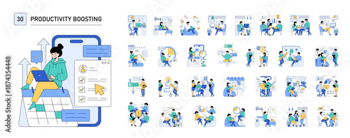 Productivity Boosting Vector Illustration with Laptop