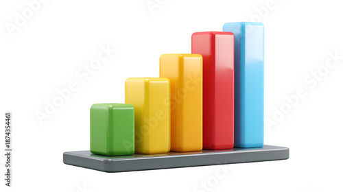 Free Download 3D Bar Chart Showing Upward Growth Trend on Isolated Background - GFXLoad