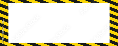 square frame featuring yellow and black diagonal stripes